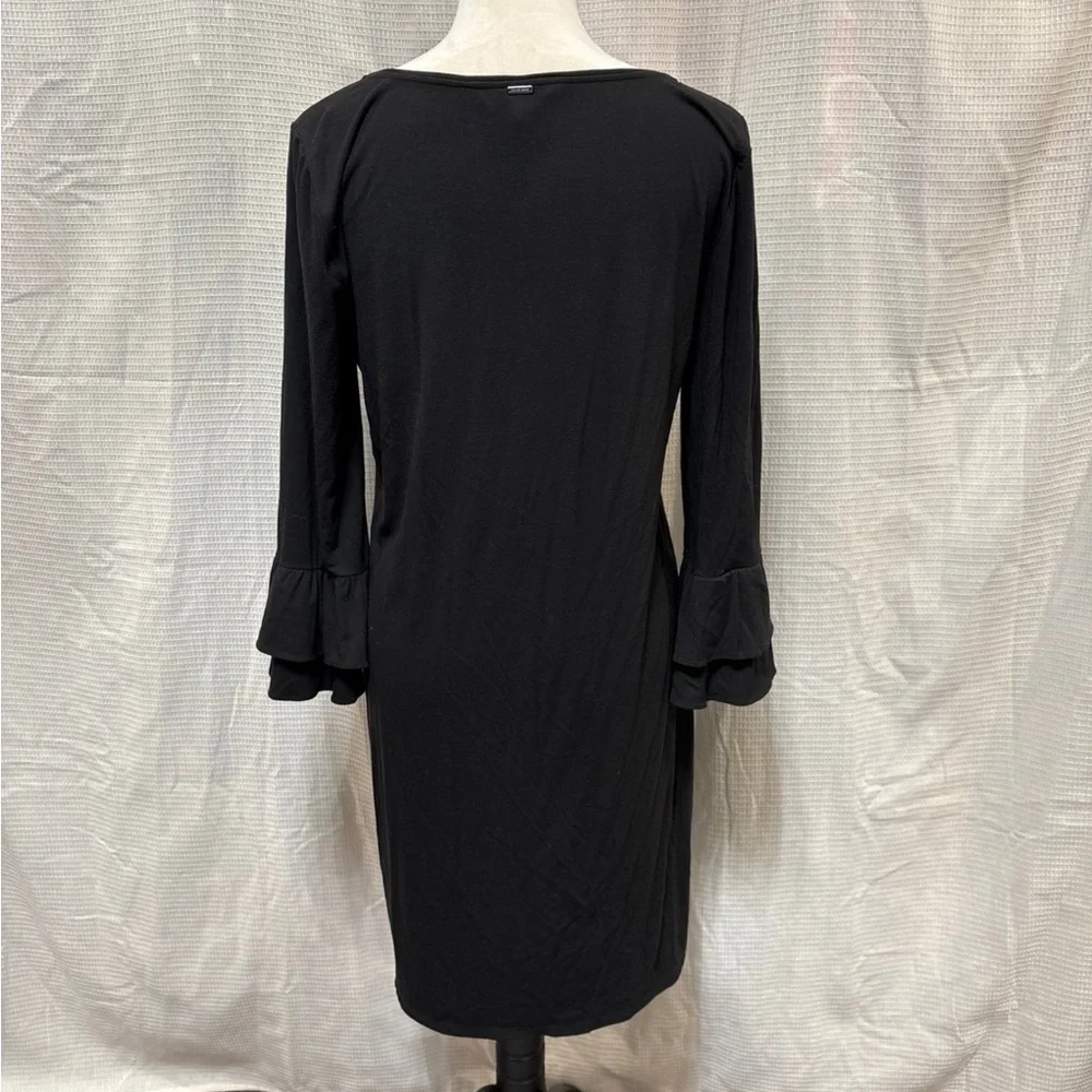 White House Black Market Black Sheath Dress with Bell Sleeves - Picture 4 of 6